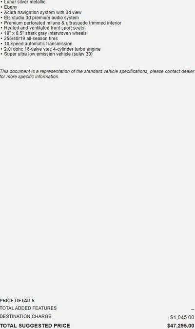 2021 Acura TLX w/A-Spec Package