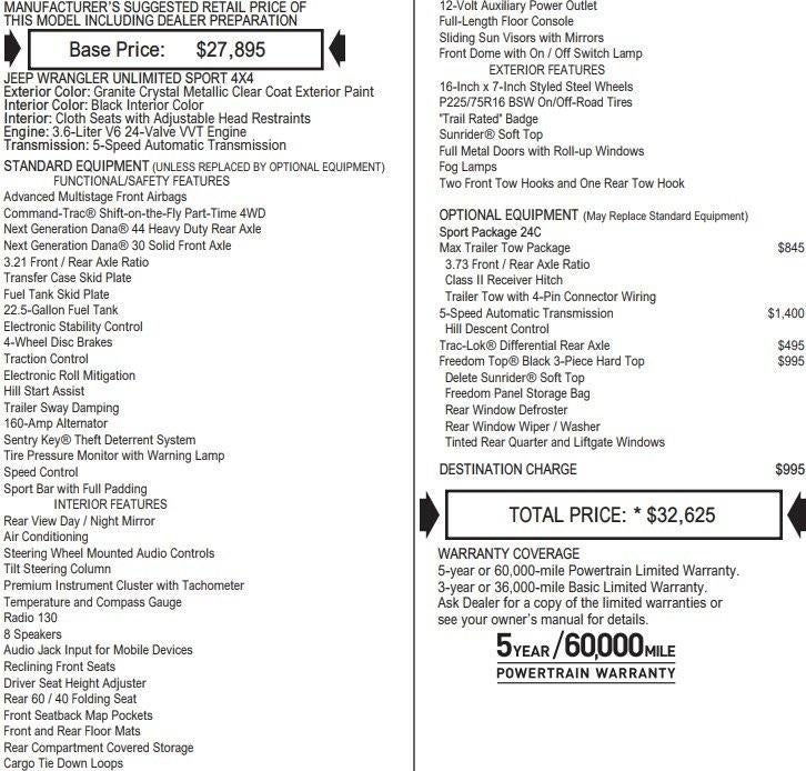 2017 Jeep Wrangler Unlimited Sport