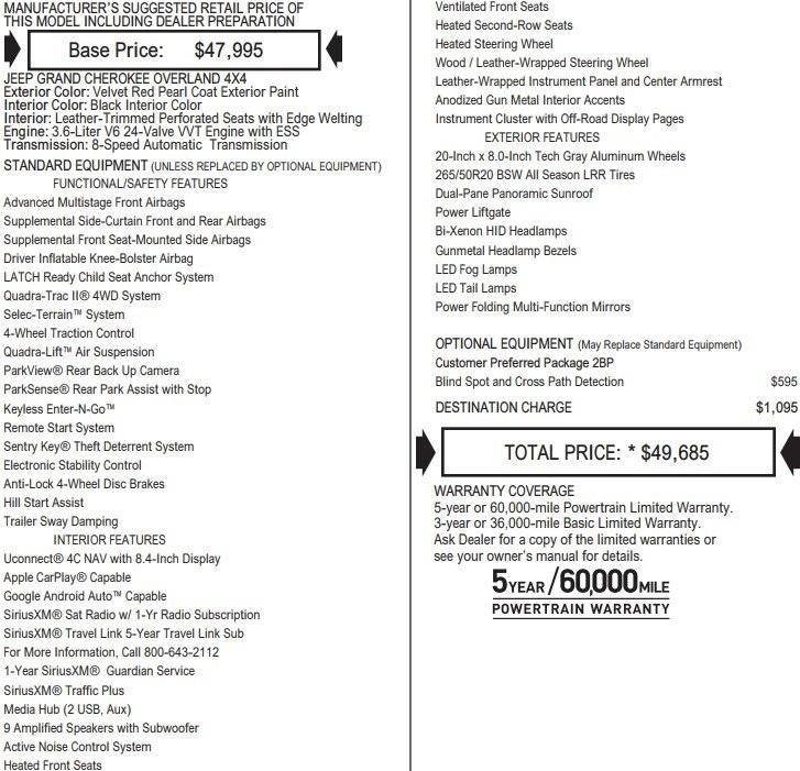 2018 Jeep Grand Cherokee Overland