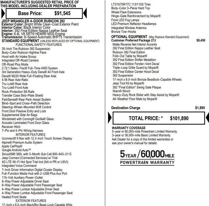 2024 Jeep Wrangler Rubicon 392 Final Edition