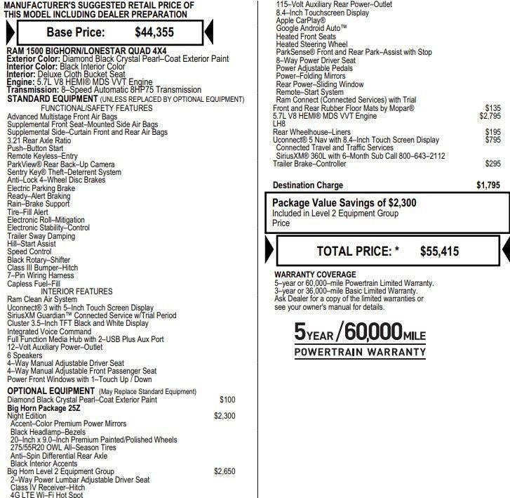2022 RAM 1500 Big Horn Quad Cab 4x4 6'4" Box