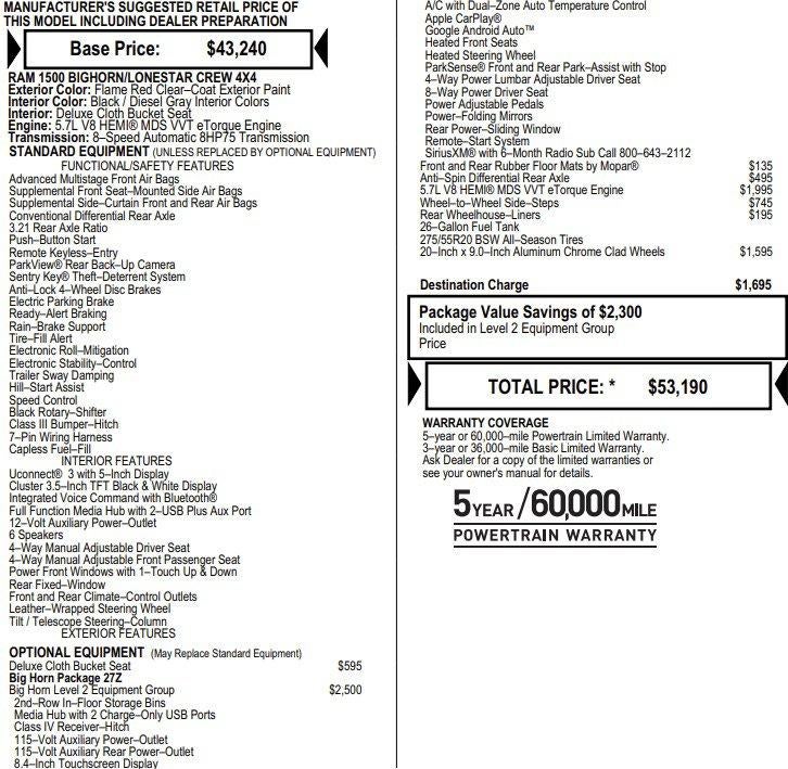 2021 RAM 1500 Big Horn Crew Cab 4x4 5'7" Box