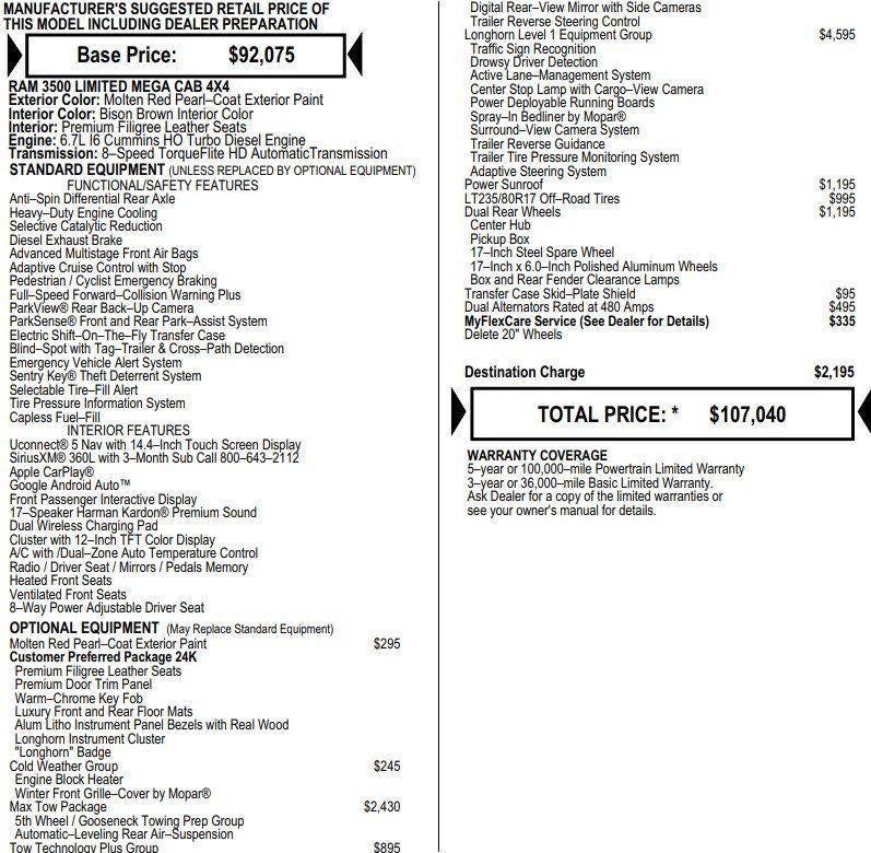 2026 RAM 3500 Limited Longhorn Mega Cab 4x4 6'4" Box