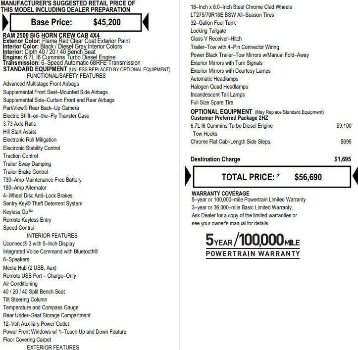 2019 RAM 2500 Big Horn