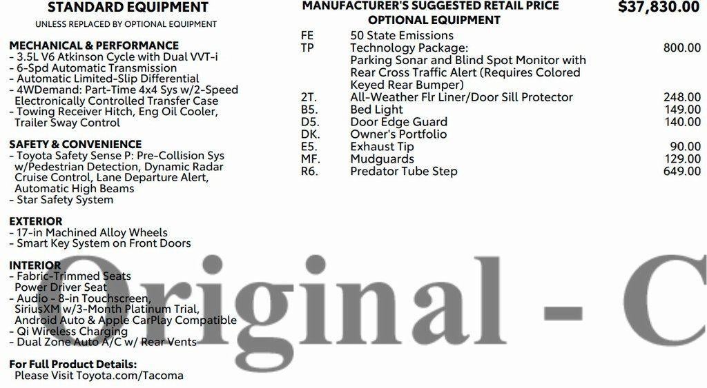 2022 Toyota Tacoma 4WD SR