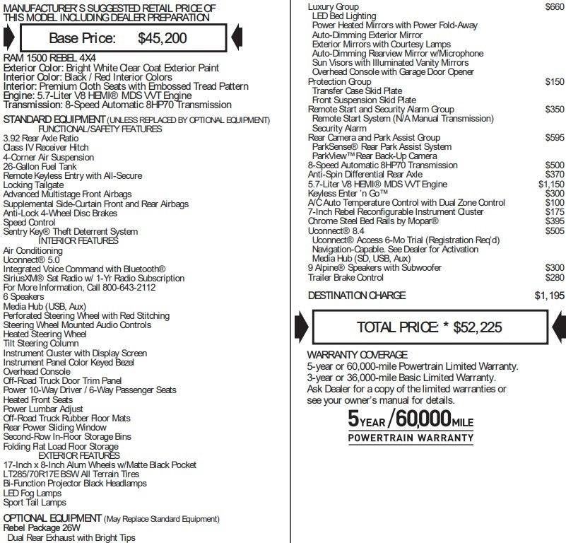 2016 RAM 1500 4WD Crew Cab 5.7 Ft Box Rebel