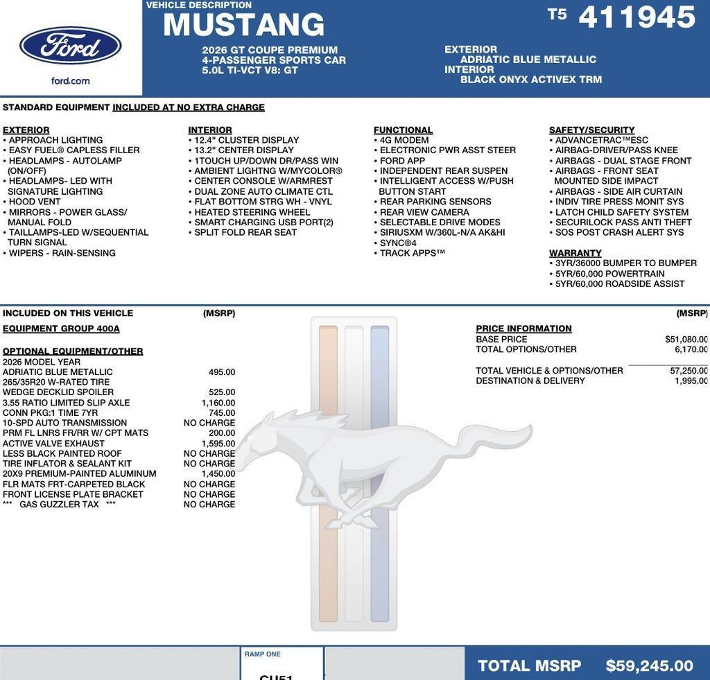 2026 Ford Mustang GT Premium Fastback