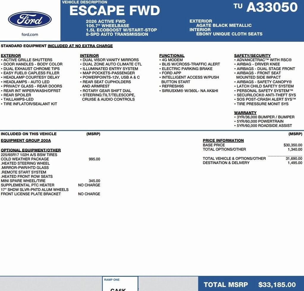 2026 Ford Escape Active FWD