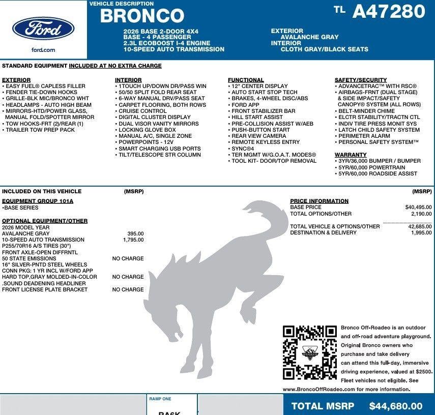 2026 Ford Bronco Base 2 Door 4x4