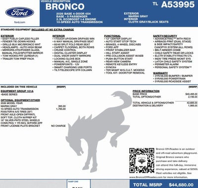 2026 Ford Bronco Base 4 Door 4x4