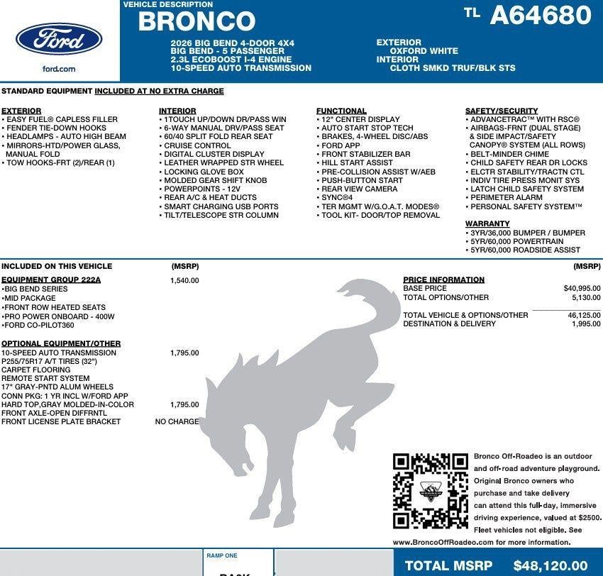 2026 Ford Bronco Big Bend 4 Door 4x4