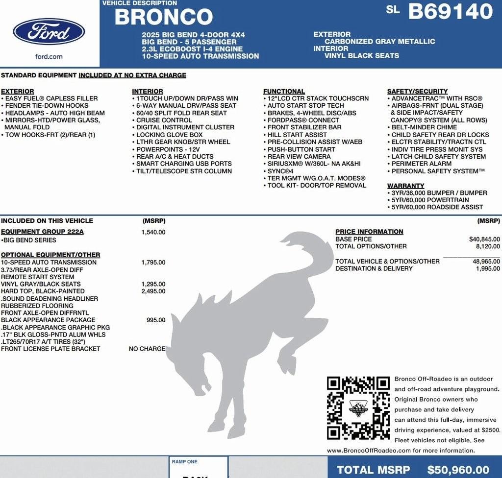 2025 Ford Bronco Big Bend 4 Door 4x4