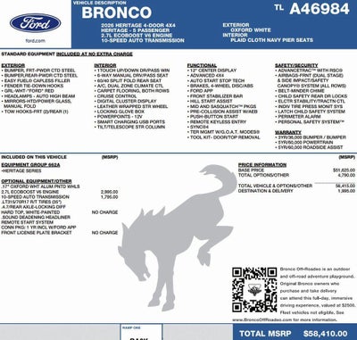 2026 Ford Bronco Heritage Edition 4 Door Advanced 4x4