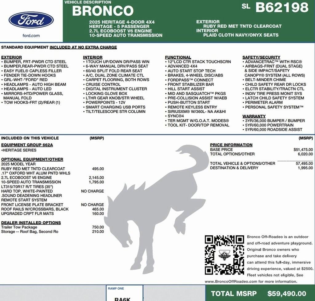 2025 Ford Bronco Heritage Edition 4 Door Advanced 4x4