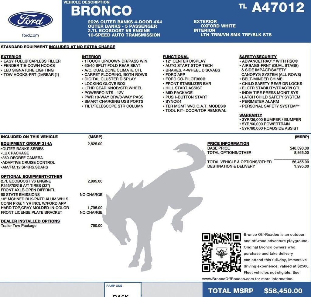 2026 Ford Bronco Outer Banks 4 Door 4x4