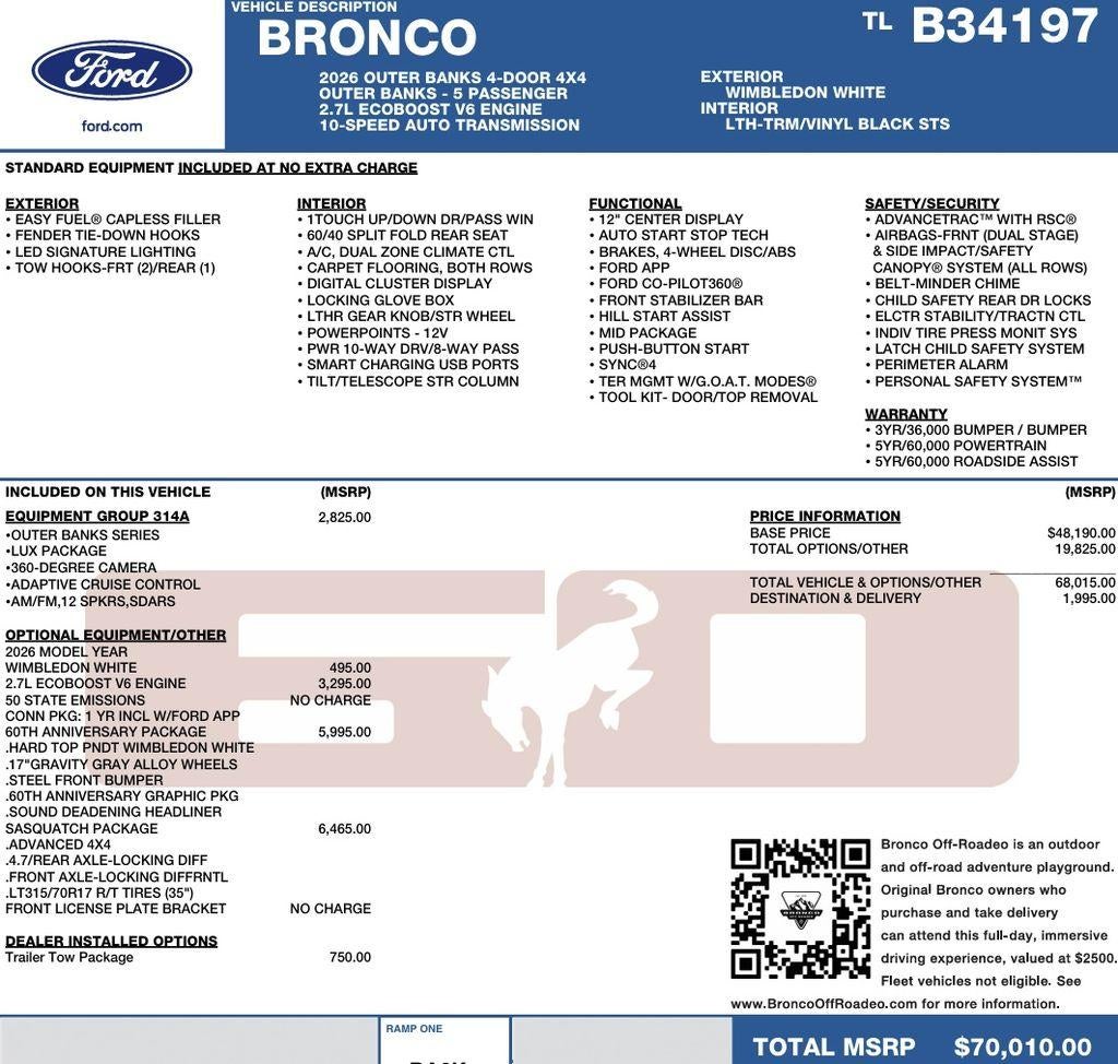 2026 Ford Bronco Outer Banks 4 Door 4x4