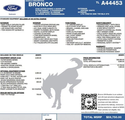 2026 Ford Bronco Outer Banks 4 Door 4x4