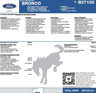 2026 Ford Bronco Badlands 4 Door Advanced 4x4