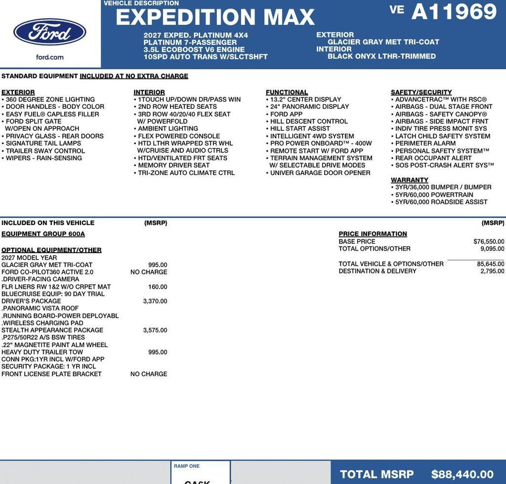 2027 Ford Expedition Max Platinum 4x4