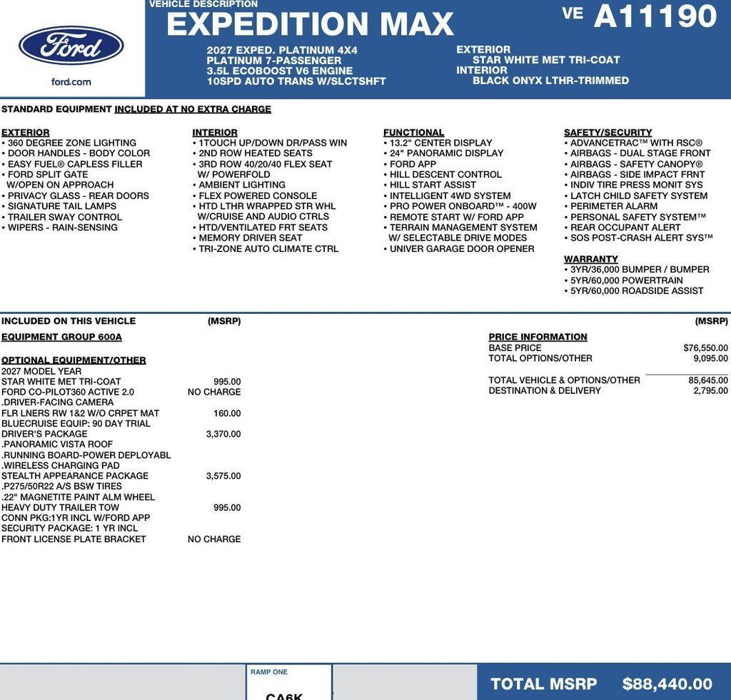 2027 Ford Expedition Max Platinum 4x4