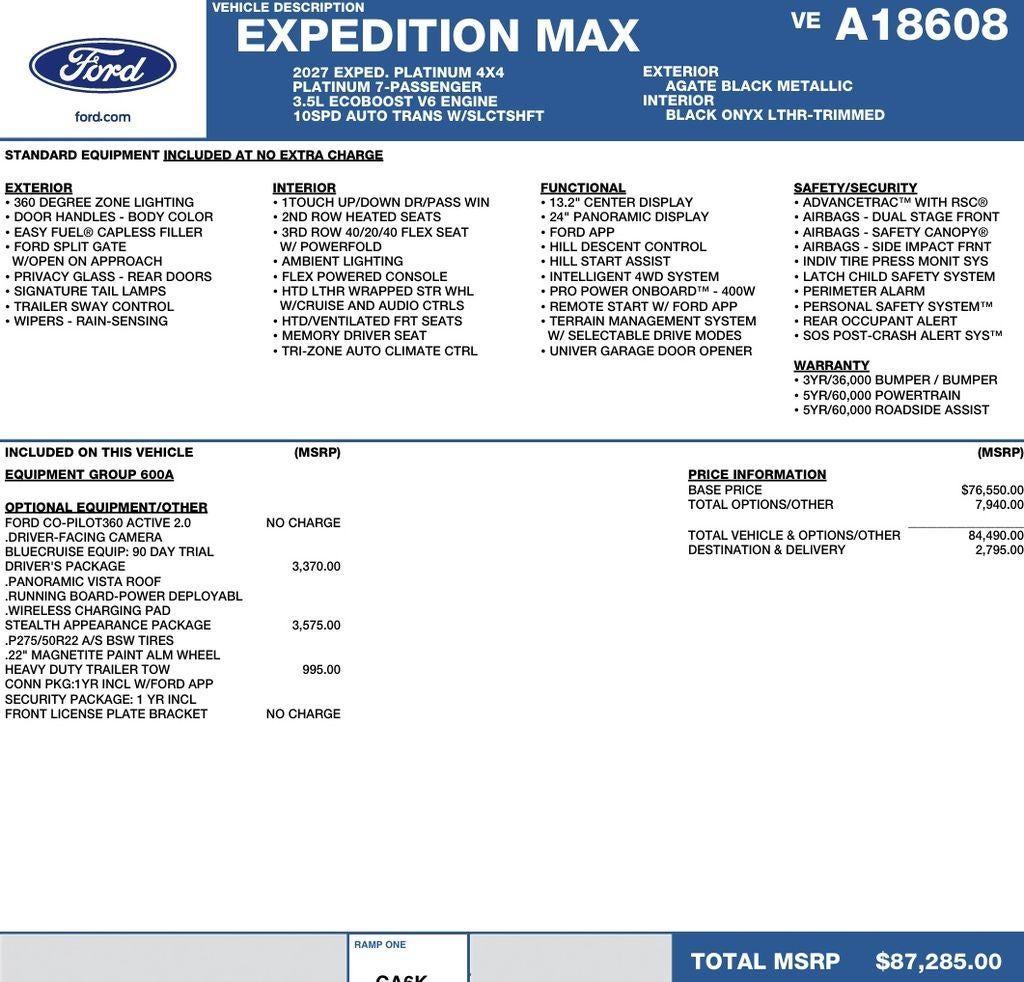 2027 Ford Expedition Max Platinum 4x4