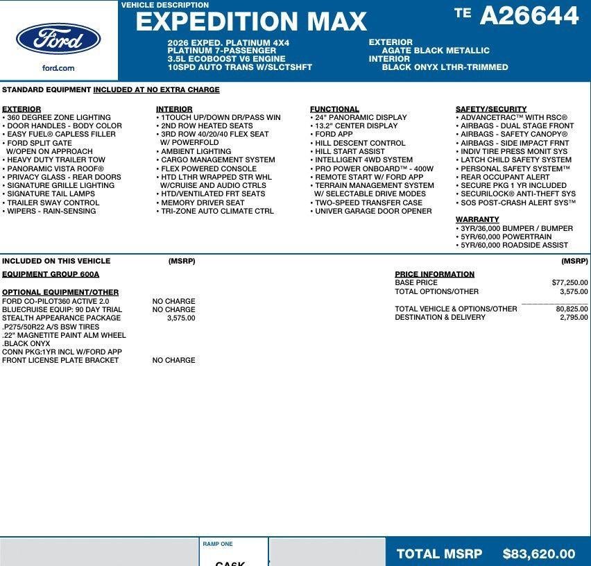 2026 Ford Expedition Max Platinum 4x4