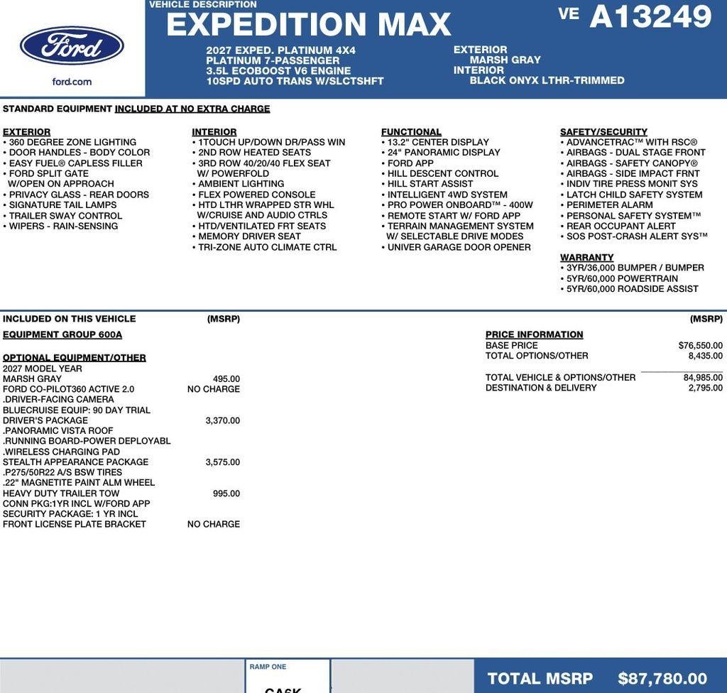 2027 Ford Expedition Max Platinum 4x4
