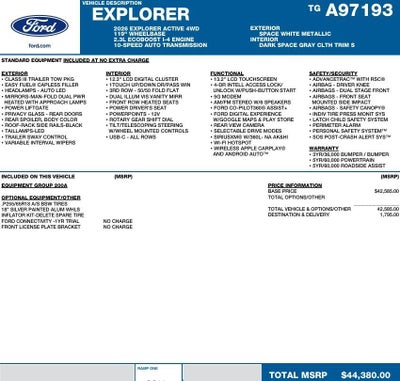 2026 Ford Explorer Active w/100A Pkg 4WD