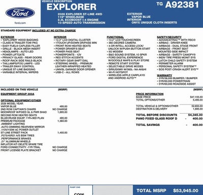 2026 Ford Explorer ST-Line 4WD