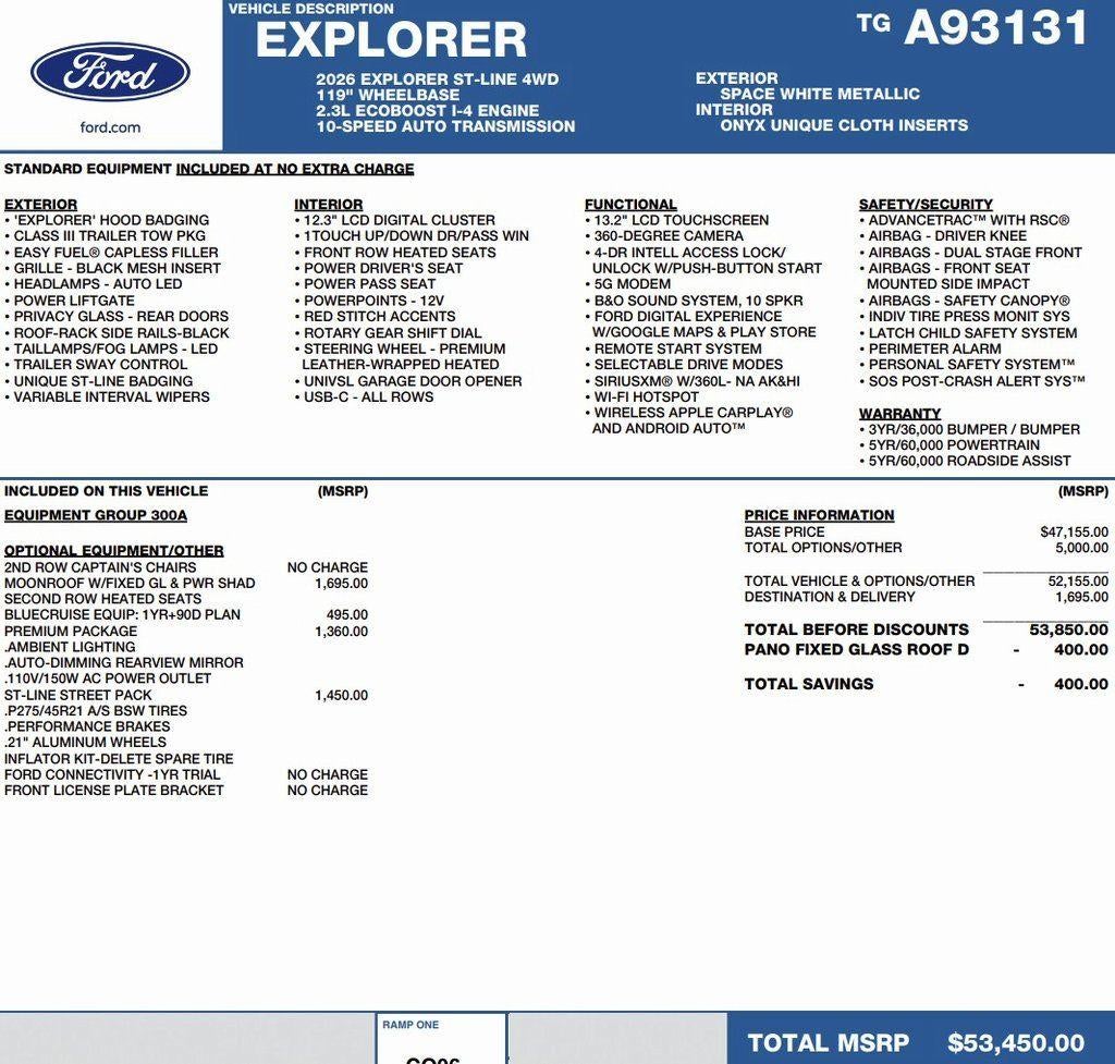 2026 Ford Explorer ST-Line 4WD