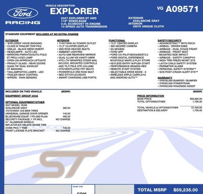 2027 Ford Explorer ST 4WD