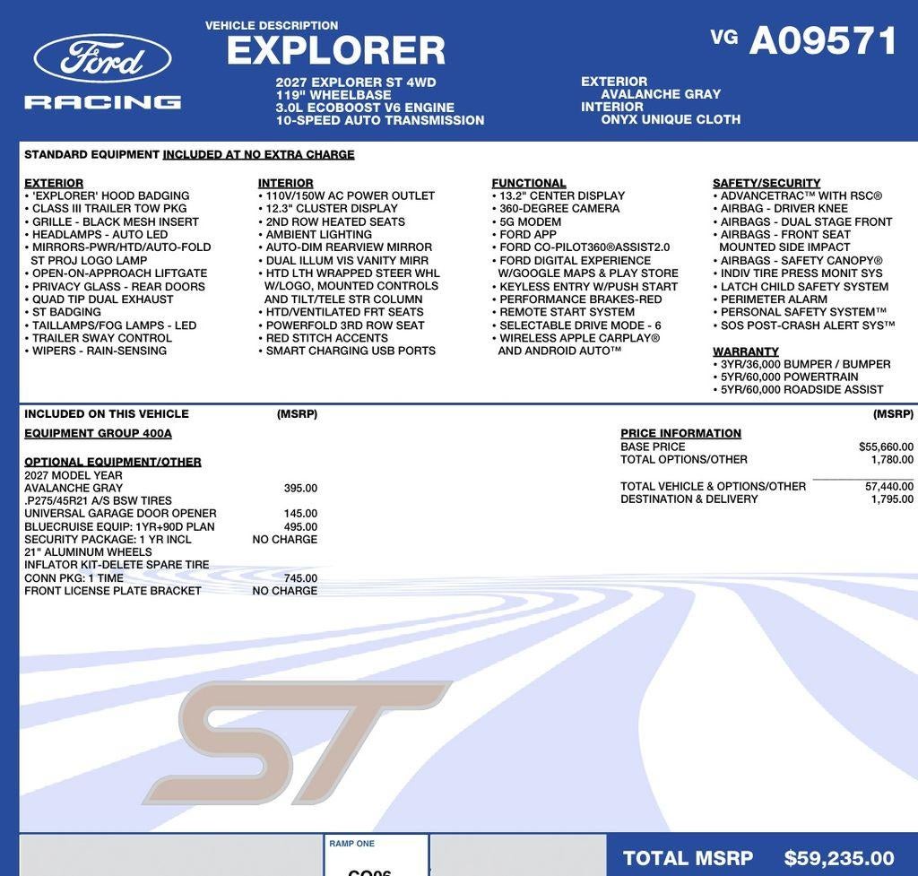 2027 Ford Explorer ST 4WD