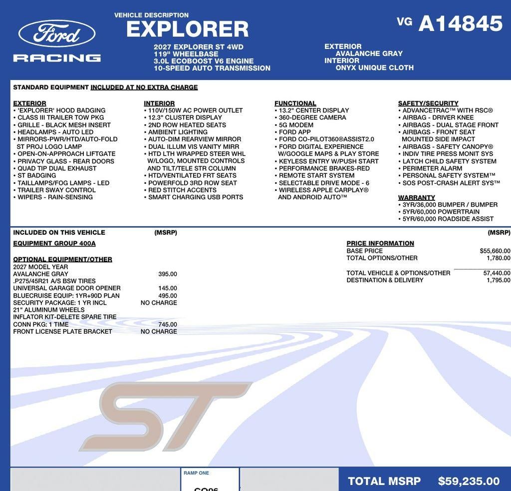 2027 Ford Explorer ST 4WD