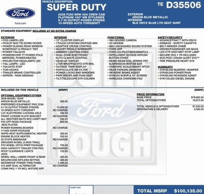 2026 Ford Super Duty F-250 SRW Platinum 4WD Crew Cab 6.75' Box