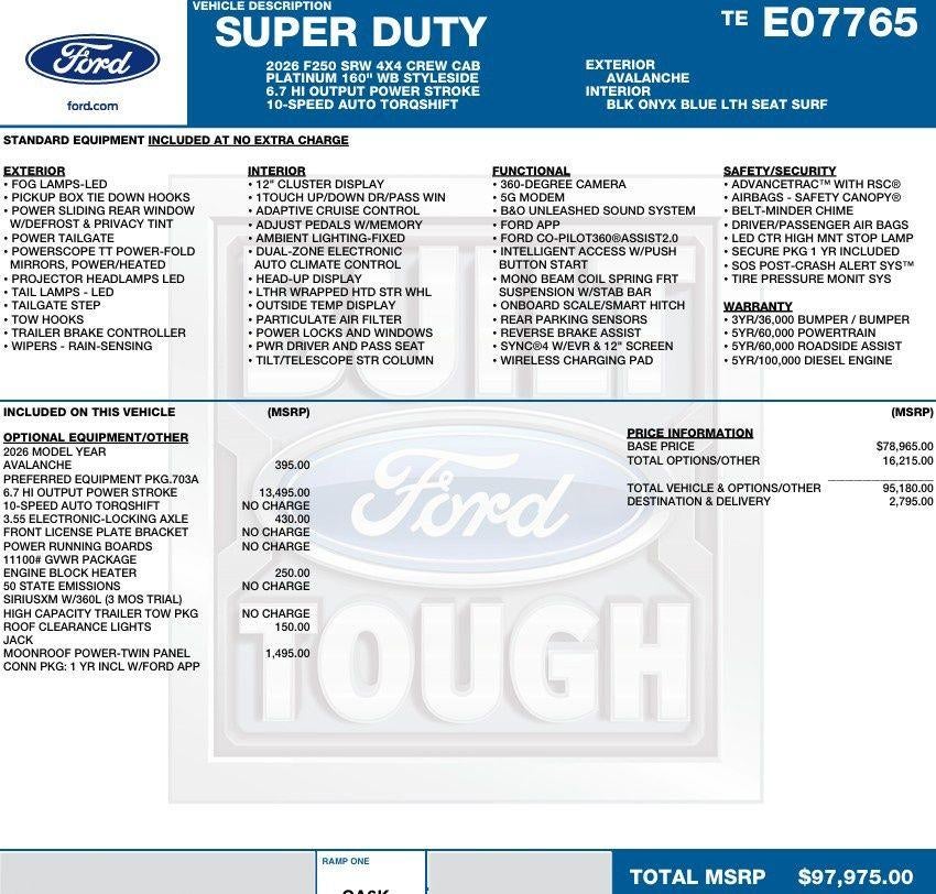 2026 Ford Super Duty F-250 SRW Platinum 4WD Crew Cab 6.75' Box