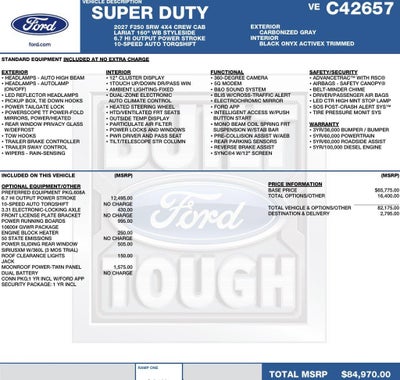 2027 Ford Super Duty F-250 SRW LARIAT 4WD Crew Cab 6.75' Box