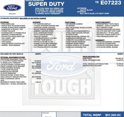 2026 Ford Super Duty F-250 SRW Platinum 4WD Crew Cab 6.75' Box