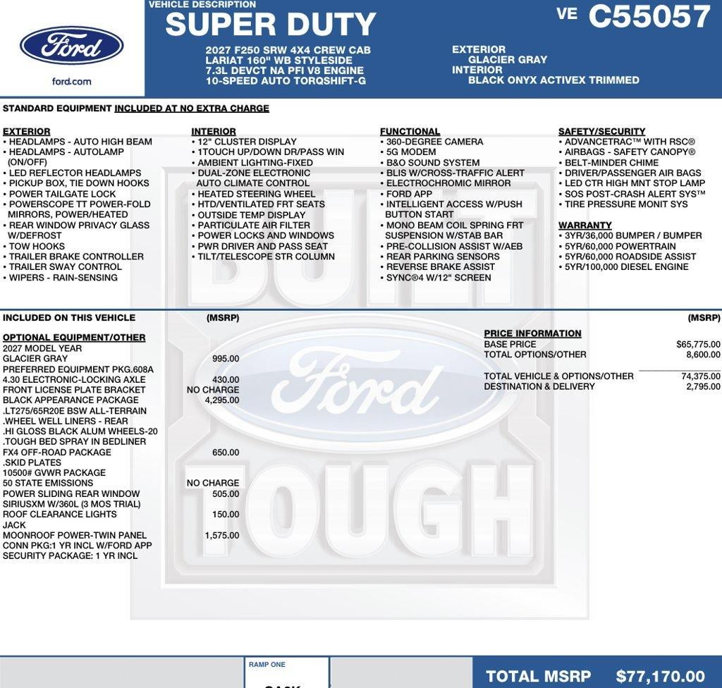 2027 Ford Super Duty F-250 SRW LARIAT 4WD Crew Cab 6.75' Box