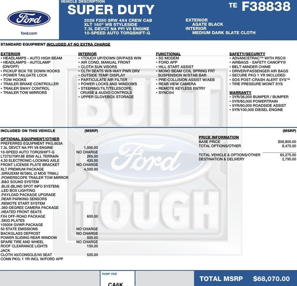 2026 Ford Super Duty F-250 SRW XLT 4WD Crew Cab 6.75' Box