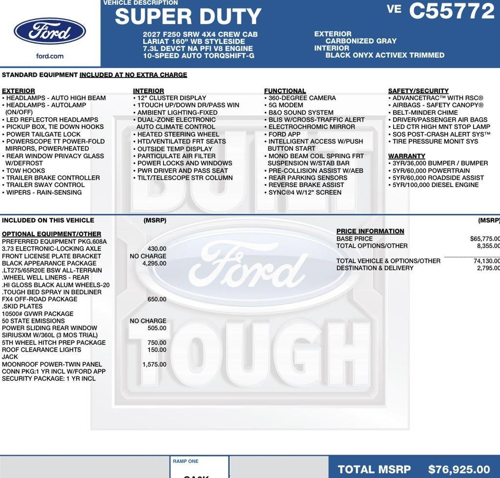 2027 Ford Super Duty F-250 SRW LARIAT 4WD Crew Cab 6.75' Box