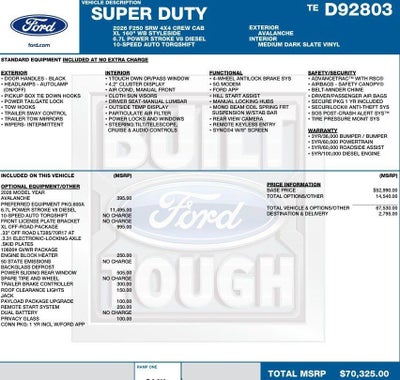 2026 Ford Super Duty F-250 SRW XL 4WD Crew Cab 6.75' Box