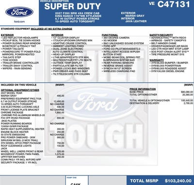 2027 Ford Super Duty F-350 SRW King Ranch 4WD Crew Cab 8' Box