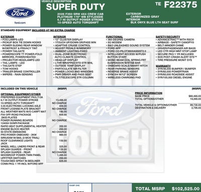 2026 Ford Super Duty F-350 SRW Platinum 4WD Crew Cab 8' Box