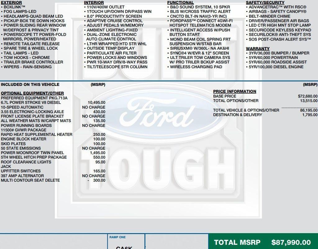 2022 Ford Super Duty F-350 SRW Platinum 4WD Crew Cab 6.75' Box