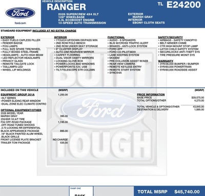 2026 Ford Ranger XLT 4WD SuperCrew 5' Box