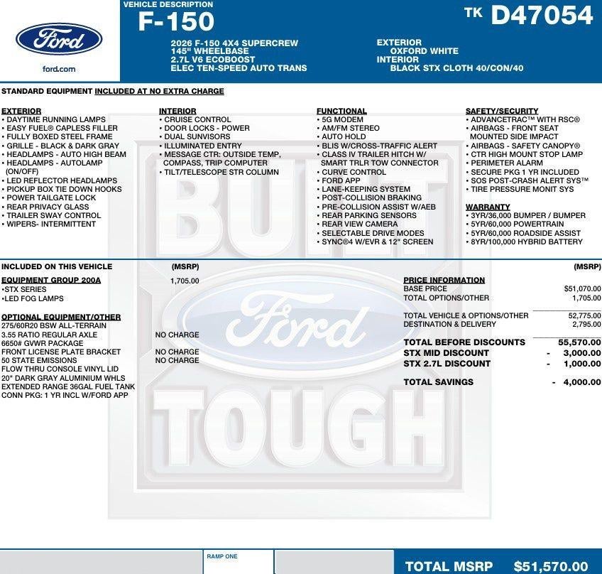 2026 Ford F-150 STX 4WD SuperCrew 5.5' Box