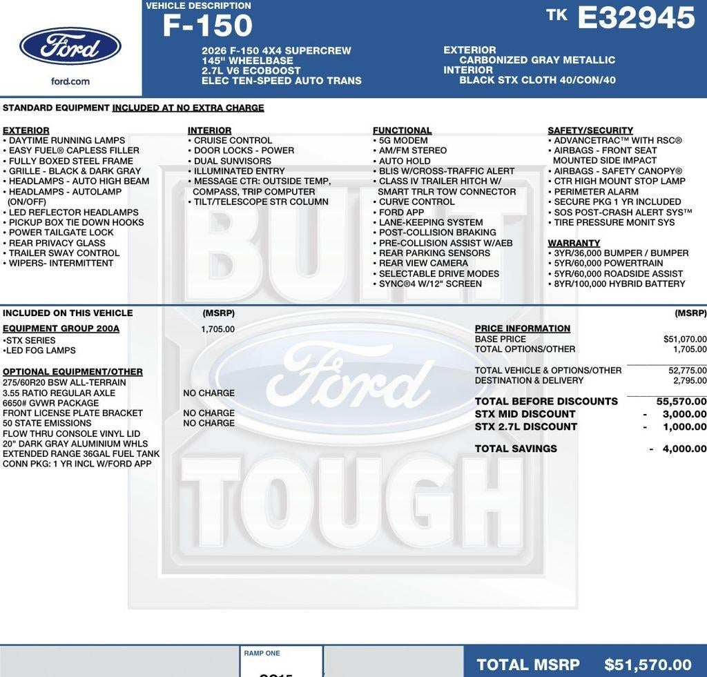 2026 Ford F-150 STX 4WD SuperCrew 5.5' Box