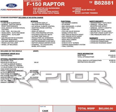 2026 Ford F-150 Raptor 4WD SuperCrew 5.5' Box