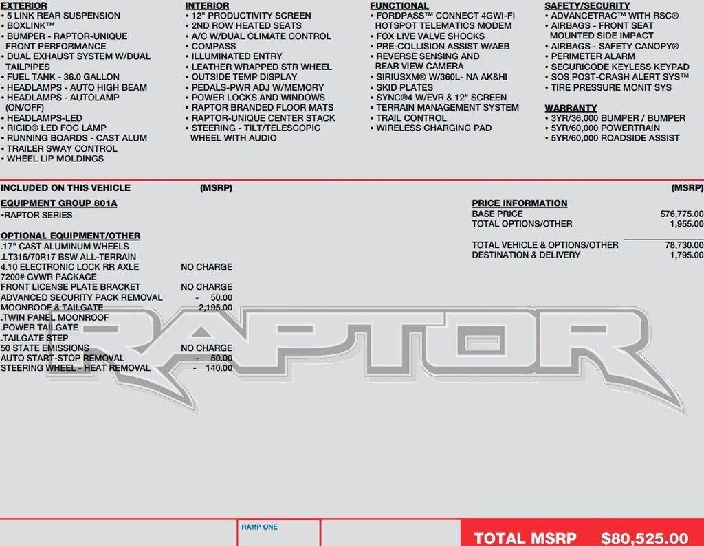 2023 Ford F-150 Raptor 4WD SuperCrew 5.5' Box