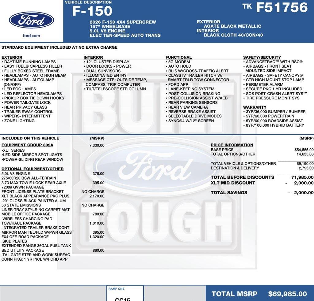 2026 Ford F-150 XLT 4WD SuperCrew 6.5' Box